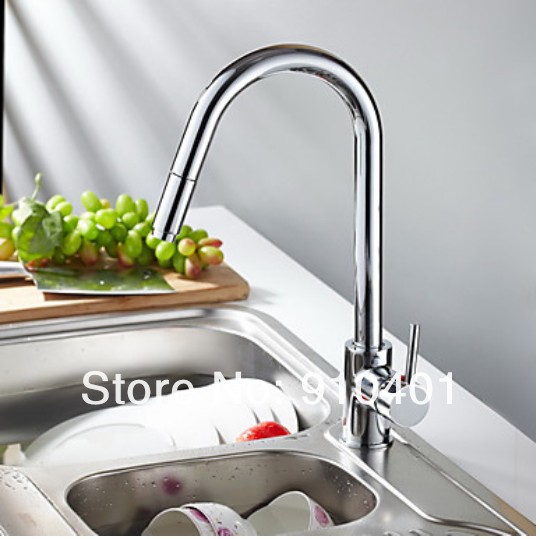 Wholesale And Retail Promotion  NEW Deck Mount Chrome Kitchen Faucet Single Handle Sink Mixer Tap Swivel Spout