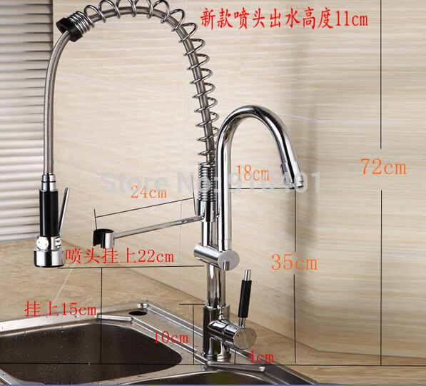 Wholesale And Retail Promotion NEW Deck Mounted Kitchen Faucet Dual Swivel Spout Single Handle Sink Mixer Tap
