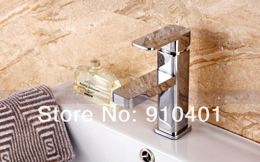 Wholesale And Retail Promotion NEW Deck Mounted Square Style Bathroom Basin Faucet Single Handle Sink Mixer Tap