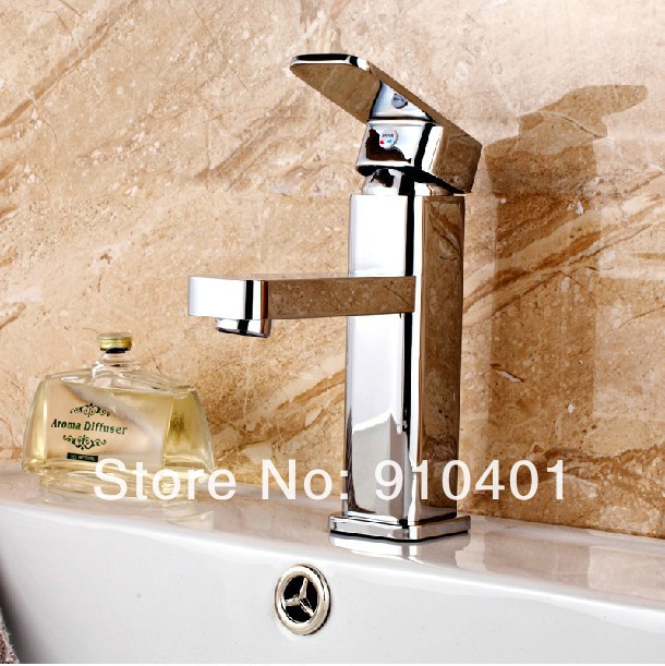 Wholesale And Retail Promotion NEW Deck Mounted Square Style Bathroom Basin Faucet Single Handle Sink Mixer Tap