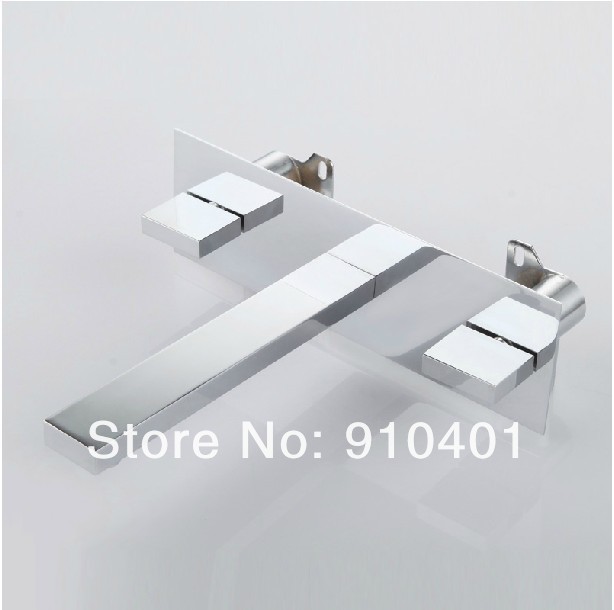 Wholesale And Retail Promotion NEW Luxury Wall Mounted Bathroom Basin Faucet Dual Spout Sink Mixer Tap Chrome