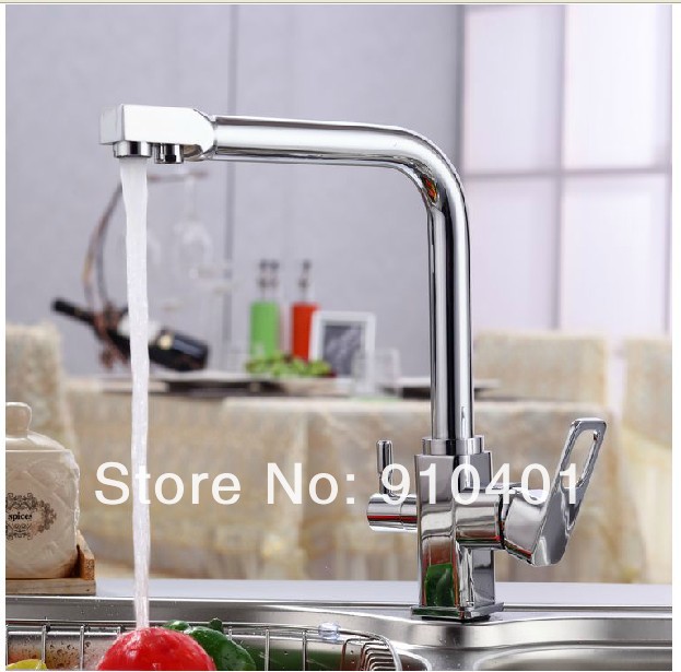 Wholesale And Retail Promotion NEW Modern Chrome Brass Kitchen Sink Mixer Tap Pure Water Tap Faucet Dual Handle