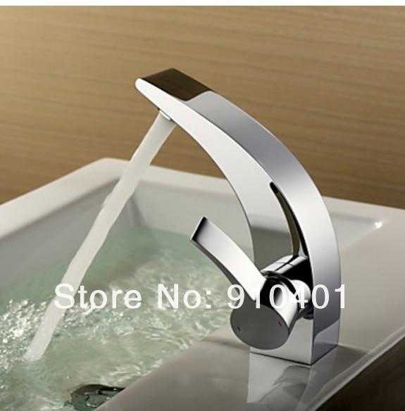 Wholesale And Retail Promotion NEW Modern Style Chrome Brass Bathroom Basin Faucet Single Handle Sink Mixer Tap