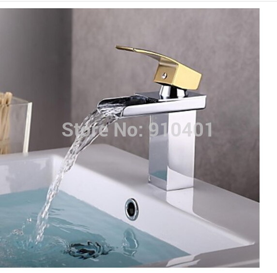 Wholesale And Retail Promotion NEW Polished Chrome Brass Bathroom Waterfall Basin Faucet Vanity Sink Mixer Tap