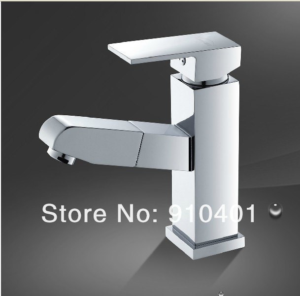 Wholesale And Retail Promotion  NEW Polished Chrome Brass Pull Out Bathroom Basin Faucet Vanity Hair Mixer Tap