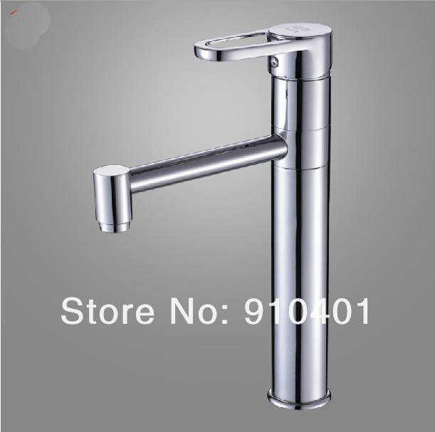 Wholesale And Retail Promotion NEW Tall Chrome Brass Bathroom Faucet Swivel Spout Sink Mixer Tap Single Handle