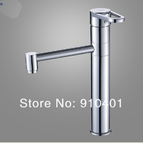 Wholesale And Retail Promotion NEW Tall Chrome Brass Bathroom Faucet Swivel Spout Sink Mixer Tap Single Handle