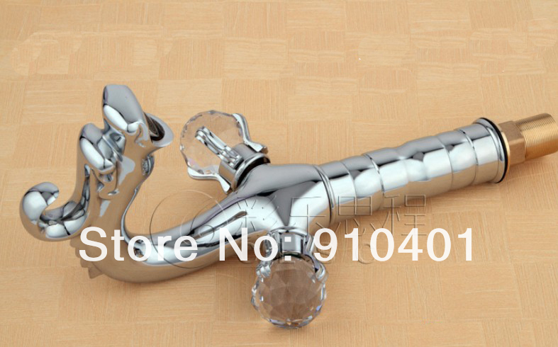 Wholesale And Retail Promotion Polished Chrome Brass Bathroom Animal Dragon Faucet Dual Handles Sink Mixer Tap