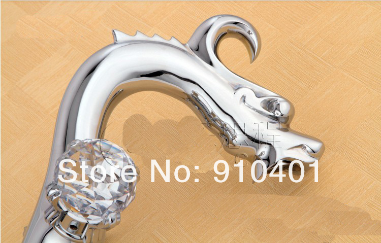 Wholesale And Retail Promotion Polished Chrome Brass Bathroom Animal Dragon Faucet Dual Handles Sink Mixer Tap