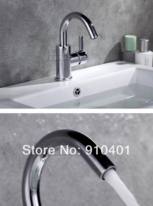 Wholesale And Retail Promotion Polished Chrome Brass Bathroom Basin Faucet Swivel Spout Sink Mixer Tap 1 Handle