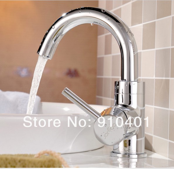 Wholesale And Retail Promotion Polished Chrome Brass Bathroom Single Handle Faucet Swivel Spout Sink Mixer Tap