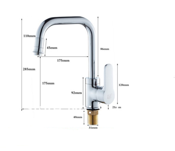 Wholesale And Retail Promotion Polished Chrome Brass Deck Mounted Kitchen Faucet Single Handle Swivel Spout Tap