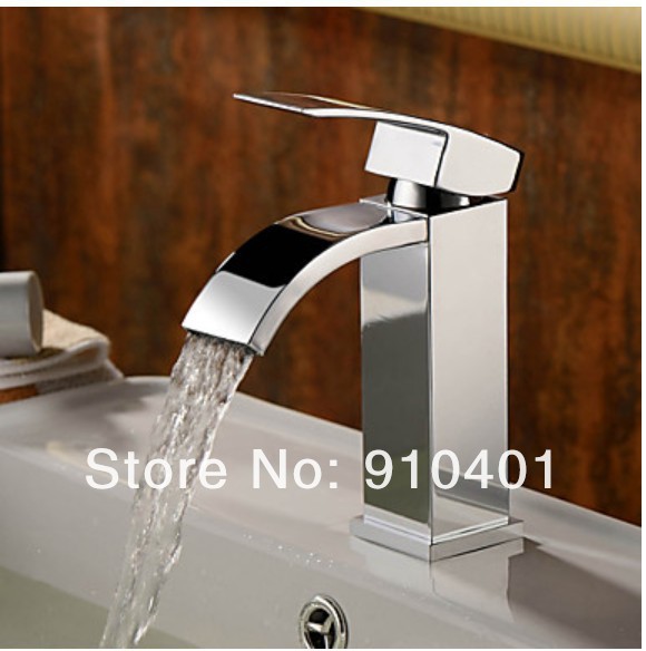 Wholesale And Retail Promotion Polished Chrome Brass Waterfall Bathroom Faucet Basin Sink Mixer Tap 1 Handle