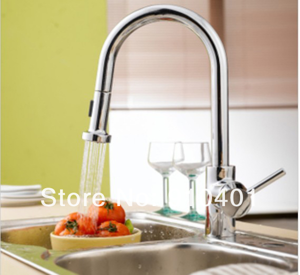 Wholesale And Retail Promotion  Single Handle Two Spouts Chrome Brass Kitchen Faucet Sink Mixer Tap Swivel Spout