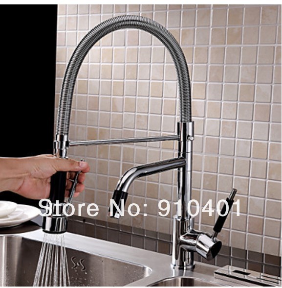 Wholesale And Retail Promotion Swivel Spout Chrome Brass Kitchen Faucet Dual Spouts Sink Mixer Tap One Handle
