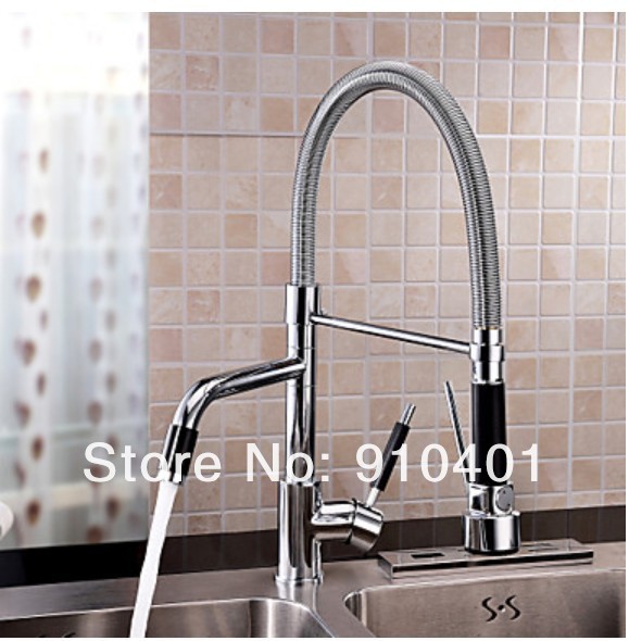 Wholesale And Retail Promotion Swivel Spout Chrome Brass Kitchen Faucet Dual Spouts Sink Mixer Tap One Handle
