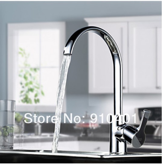 Wholesale And Retail Promotion  Swivel Spout Waterfall Brass Kitchen Faucet Single Handle Sink Mixer Tap Chrome