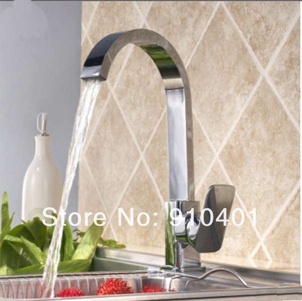 Wholesale And Retail Promotion Swivel Spout Waterfall Kitchen Faucet Vessel Sink Mixer Tap Single Handle Chrome