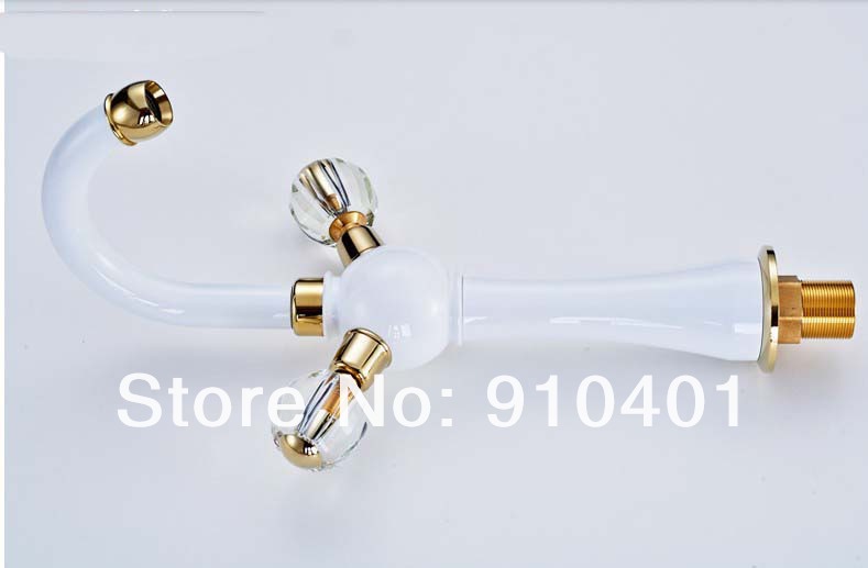Wholesale And Retail Promotion Tall Style Bathroom Basin Faucet Dual Handles Vanity Sink Mixer Tap Golden Brass