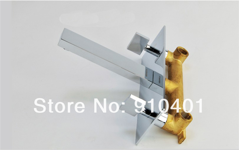 Wholesale And Retail Promotion Wall Mounted Waterfall Bathroom Basin Faucet Double Handles Sink Mixer Tap Chrome