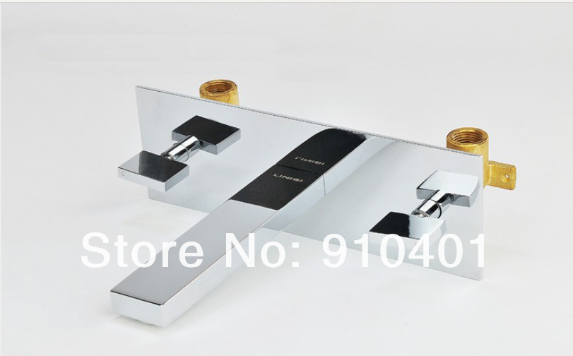 Wholesale And Retail Promotion Wall Mounted Waterfall Bathroom Basin Faucet Double Handles Sink Mixer Tap Chrome