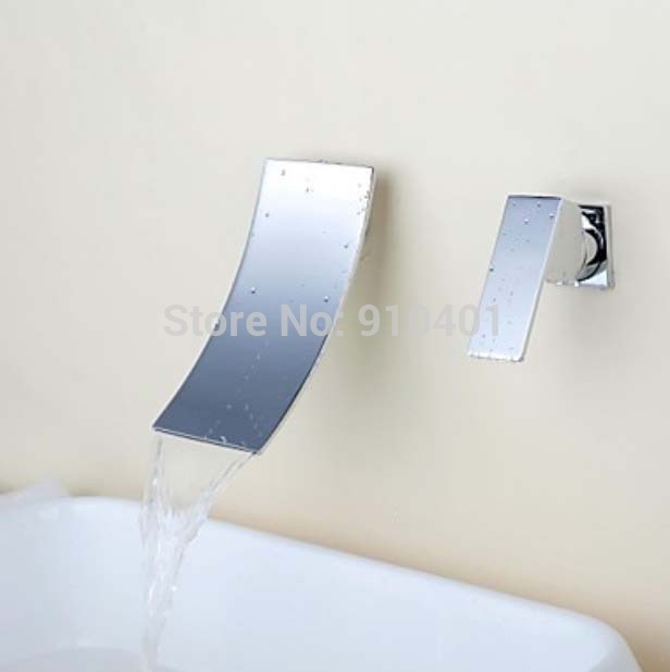 Wholesale And Retail Promotion Wall Mounted Waterfall Bathroom Basin Faucet Single Handle Sink Mixer Tap Chrome
