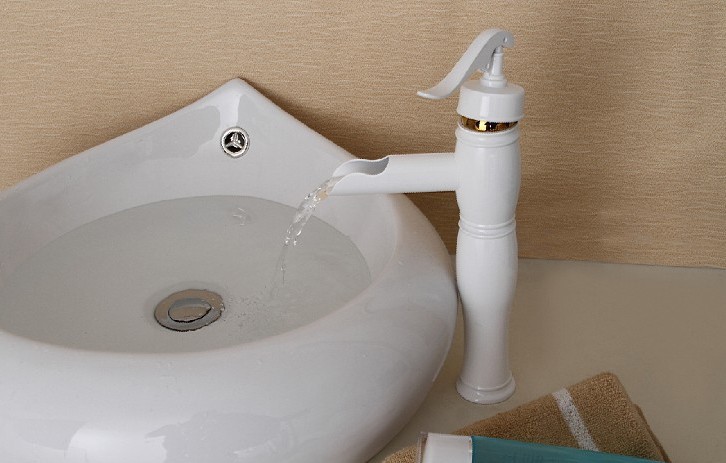 Wholesale And Retail Promotion  Water Pump Style Bathroom Basin Faucet Sink Mixer Tap Single Handle White Color