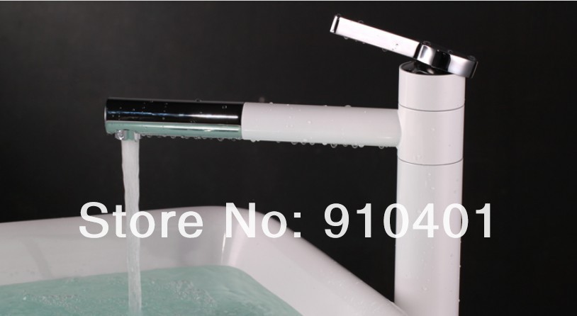Wholesale And Retail Promotion White Painting Deck Mounted Bathroom Basin Faucet Single Handle Sink Mixer Tap