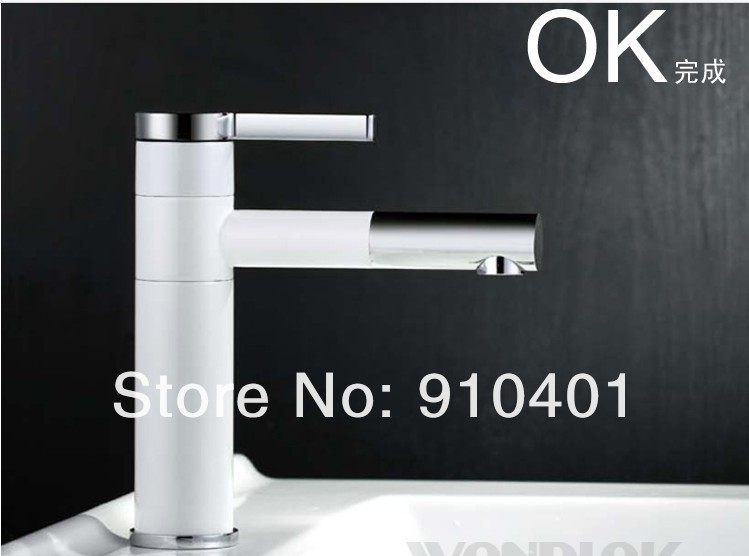 Wholesale And Retail Promotion White Painting Deck Mounted Bathroom Basin Faucet Single Handle Sink Mixer Tap