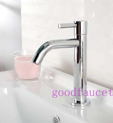 Wholesale and Retail Promotion Bathroom Chrome Basin Faucet Vanity Sink Deck Mounted Tap Only For Cold Water