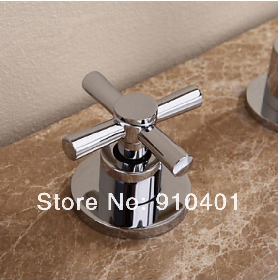Wholesale and Retail Promotion Chrome Brass Widespread Bathroom Basin Faucet Dual Corss Handles Sink Mixer Tap