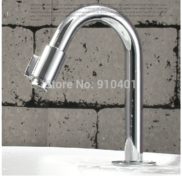 Wholesale and Retail Promotion Deck Mounted Polished Chrome Brass Bathroom Faucet Sink Cold Water Faucet Tap