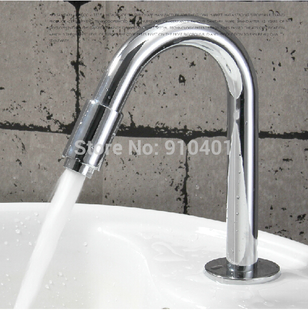 Wholesale and Retail Promotion Deck Mounted Polished Chrome Brass Bathroom Faucet Sink Cold Water Faucet Tap