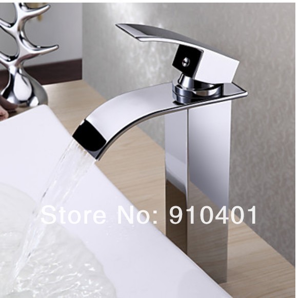 Wholesale and Retail Promotion NEW Modern Square Waterfall Bathroom Basin Faucet Single Handle Sink Mixer Tap