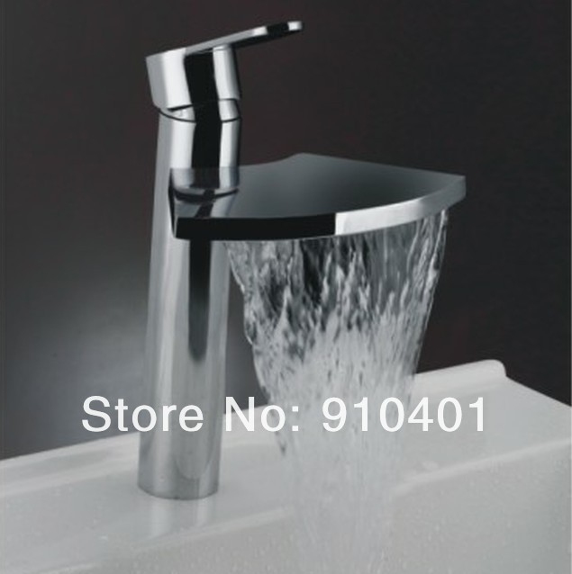 Wholesale and Retail Promotion NEW Waterfall Style Solid Brass Bathroom Faucet Waterfall Basin Sink Mixer Tap