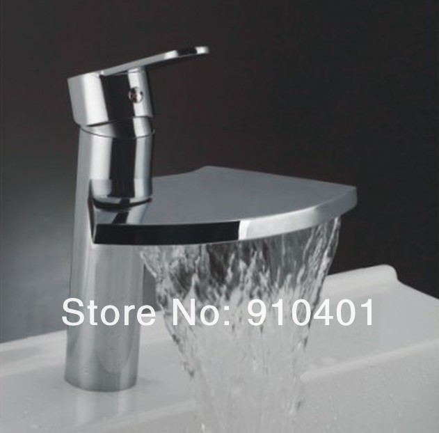 Wholesale and Retail Promotion Waterfall Style Chrome Brass Bathroom Basin Faucet Undercounter Sink Mixer Tap