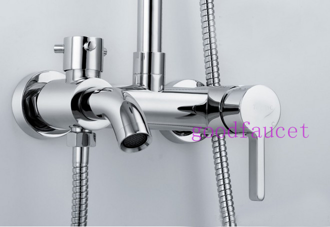 3-ways Wall mounted bathroom shower mixer tap brass chrome rainfall shower faucet set tub faucet and hand shower