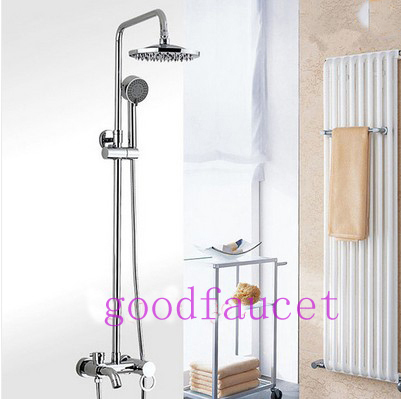 Chrome Bathroom 8" Rain Shower Faucet Set With Tub Mixer Tap Wall Mounted Shower Set