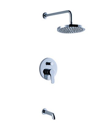 Contemporary Wall Mounted Rainfall Shower Set Faucet 8"Shower Head Single Handle With Bathtub Faucet