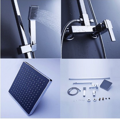 Luxury Modern bathroom shower set faucet 8"shower head with handy unit tap hand shower mixer tap chrome finish