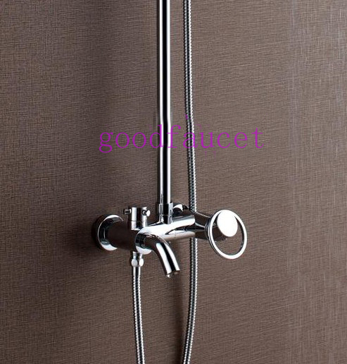 Luxury Wall Mounted 8" Rainfall Shower Set Faucet With Tub Faucet Handheld Shower Mixer Tap Chrome