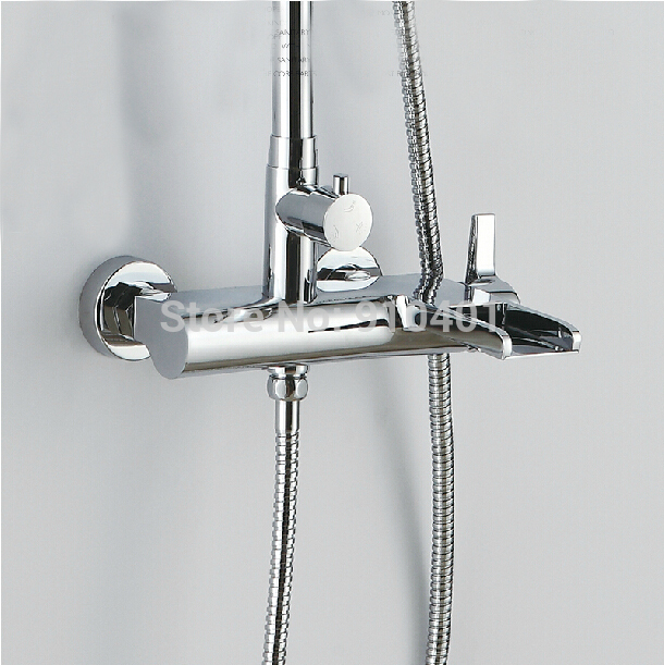 Whole Sale And Retail Promotion Luxury Modern Rain Shower Faucet Waterfall Tub Spout Mixer Tap W/ Hand Shower