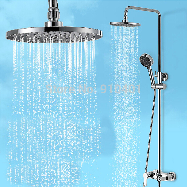 Whole Sale And Retail Promotion Wall Mounted Bathroom 8" Round Rain Shower Faucet Tub Mixer Tap W/ Hand Shower