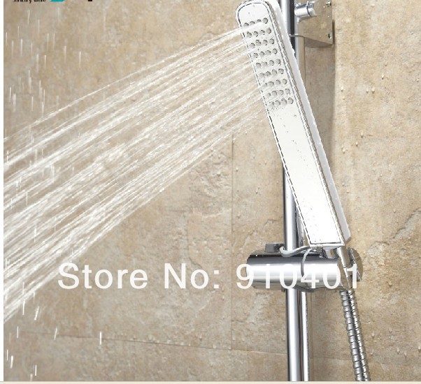 Wholeale And Retail Promotion Luxury Wall Mounted 8" Rain Square Bathroom Shower Faucet With Handheld Shower