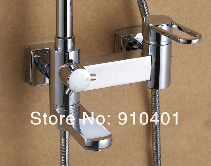 Wholeale And Retail Promotion NEW Luxury Wall Mounted 8" Brass Rain Shower Faucet Set Bathroom Tub Mixer Tap