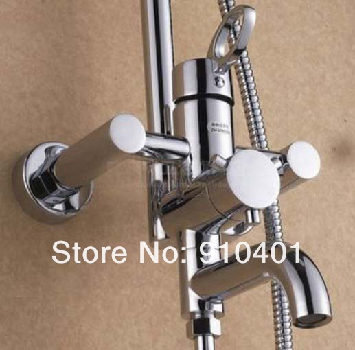 Wholeale And Retail Promotion NEW Luxury Wall Mounted Chrome Finish Rain Shower Faucet Set Bathtub Mixer Tap