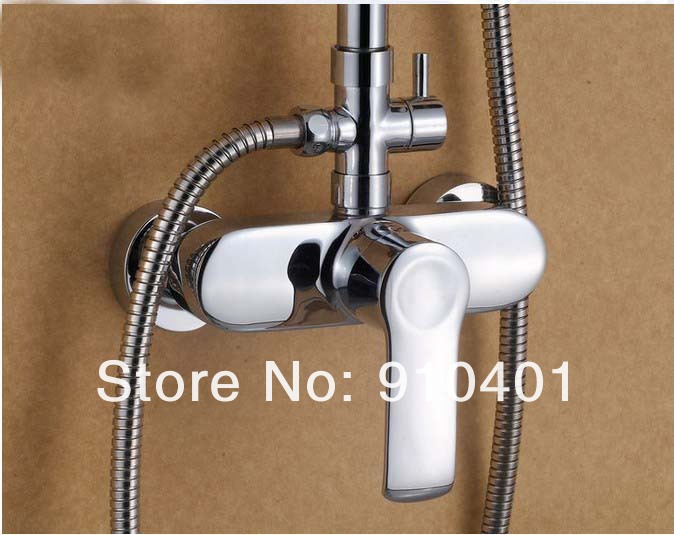 Wholeale And Retail Promotion NEW Polished Chrome Finish Bathroom Shower Faucet 8" Rain Shower Head Mixer Tap