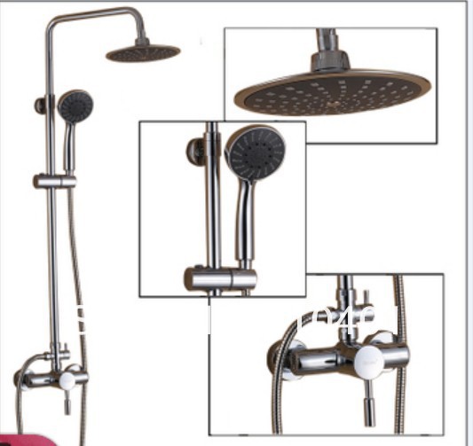 Wholeale And Retail Promotion Polished Chrome Finish Bathroom 8" Round Rain Shower Faucet Set With Hand Shower