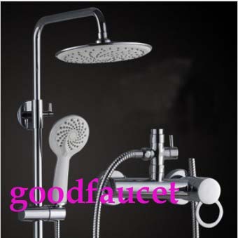 Wholesale And Retail NEW Luxury Wall Mounted Chrome Brass Bath Rain Mixer Tap Shower Set 8