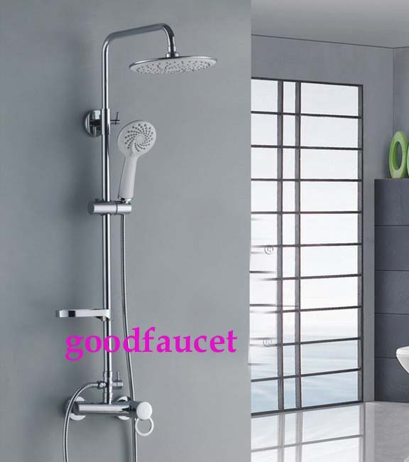 Wholesale And Retail NEW Luxury Wall Mounted Chrome Brass Bath Rain Mixer Tap Shower Set 8